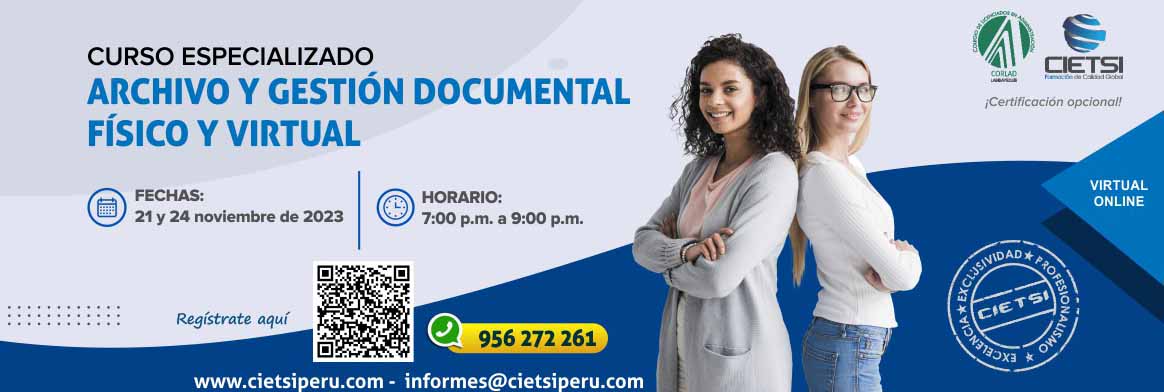 CURSO ESPECIALIZADO ARCHIVO Y GESTIÓN DOCUMENTAL FÍSICO Y VIRTUAL 2023